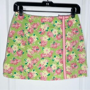 Vintage Lilly Pulitzer Pink Ribbon Bow Floral Skort Green Pink Yellow Size 2